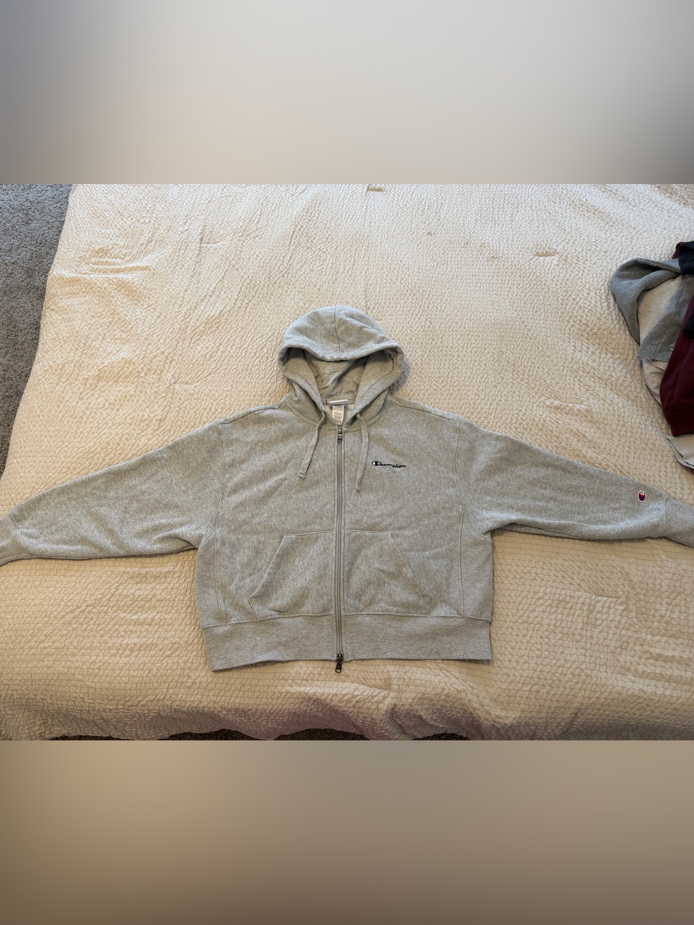 Women’s Champion Full-Zip Hoodie – Heather Gray – Size Large